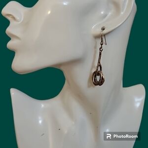 Rustic Hammered Abstract Festival Dangle Hook Earrings